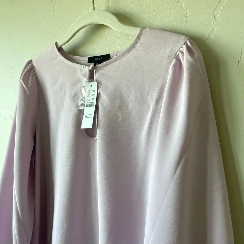 J. Crew Puff sleeve satin back crepe top in Pale Pink Size Small Tall NWT